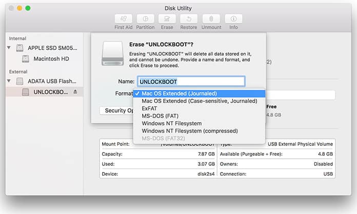 format usb disk for mac and windows